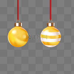 圣诞节黄色圣诞球挂饰