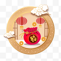 金色渐变回字纹背景韩国新年快乐