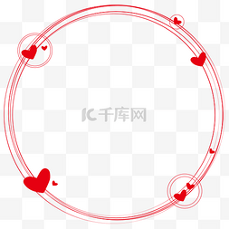 红色边框矢量边框图片_简约红色爱心圆环矢量边框