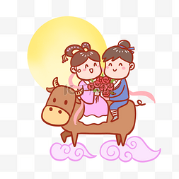 牛图片_七夕节表情包骑马