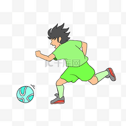 奔跑踢足球男孩插画