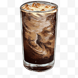 手绘夏季饮品图片_手绘美味的冰拿铁咖啡