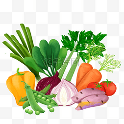 营养食材搭配图片_卡通蔬菜组合