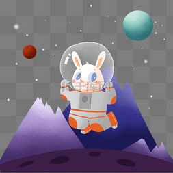紫色山图片_兔子宇航员在太空漫步