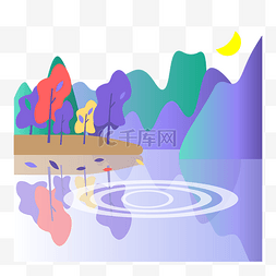 山水风景彩色图片_彩色树木山水风景