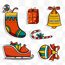 雪橇礼物袜子圣诞装饰贴纸