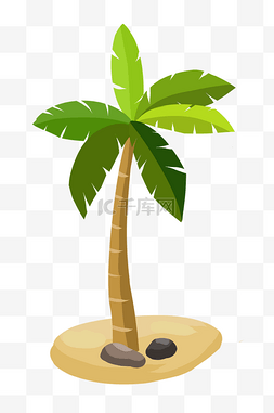 绿色椰子树图片图片_夏季热带元素绿色椰子树免抠png