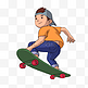 滑滑板的少年