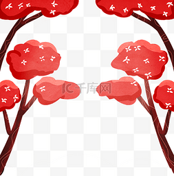 植物红色树木树枝