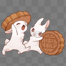 中秋节图片_中秋抱着月饼的兔子