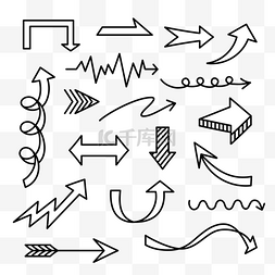 手绘箭号图片_手绘线框箭头黑白