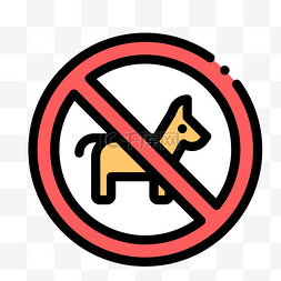 卡通红色的禁止宠物图标