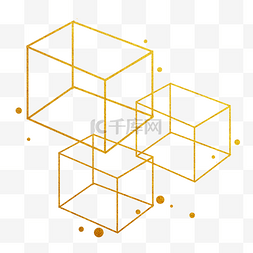 简约烫金正方体波点不规则图形