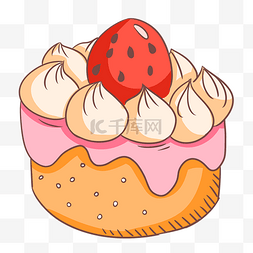 草莓蛋糕插画图片_美味的草莓蛋糕插画