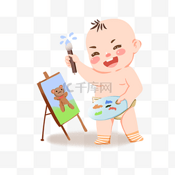 小画家画家图片_母婴婴儿baby可爱宝宝画画png