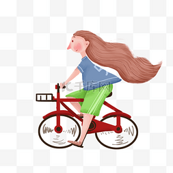 小女孩骑单车免抠图