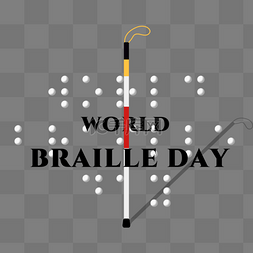 world braille day手绘拐杖盲文关照盲