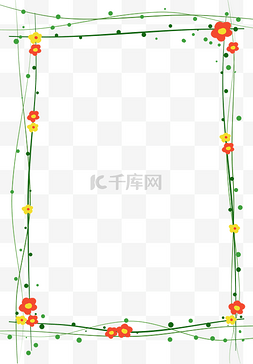 绿色系图片_卡通花朵矩形边框