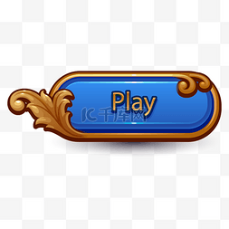 蓝色金色游戏按钮标题框