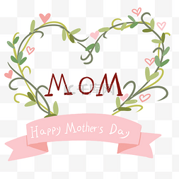 母亲节边框手绘图片_母亲节粉红色藤蔓爱心标题框