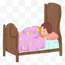 睡觉的枕头图片_手绘卡通睡觉的男孩免扣元素
