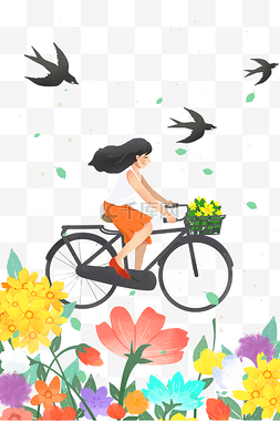 春天立春春分春春景花卉骑单车燕
