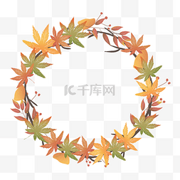 秋天红枫树图片_枫叶树叶落叶秋天树枝花圈