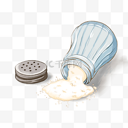 调料图片_手绘洒开的食盐罐