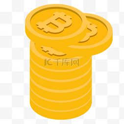 比特币素材图图片_黄色圆柱体金币元素