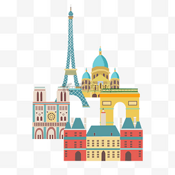 巴黎标志建筑图片_卡通法式的建筑物