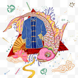 国潮春节装饰吉祥鲤鱼中国风