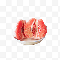 白色盘子图片_白色盘子装着的红色蜜柚