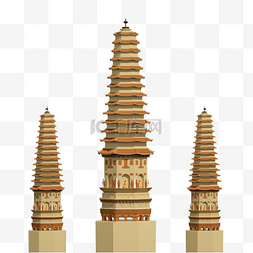 云南三塔大理塔建筑风景