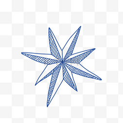 星型美国国旗图片_手绘蓝色线描北斗星型冰晶元素