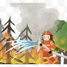 澳洲和牛素材图片_手绘卡通消防员灭火元素