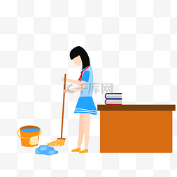 学生扫除五一劳动PNG清洁