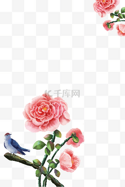 边框花鸟图片_牡丹花鸟古风花卉装饰边框