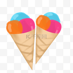 三色冰淇淋甜点零食冰淇淋球