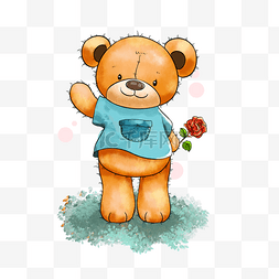 手绘棕色可爱卡通泰迪熊
