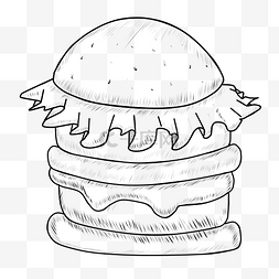 素描汉堡包图片_线描快餐汉堡包