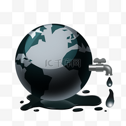 手绘立体地球石油原油装饰