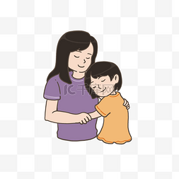 熟睡妈妈图片_母亲节母亲怀抱女儿插画免抠元素