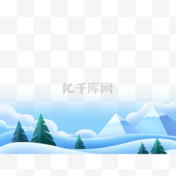 田园风景图片_冬日松林装饰底框雪景风景雪山