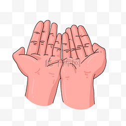 摊开的空白书图片_线性手绘风格卡通祈祷的手势双手