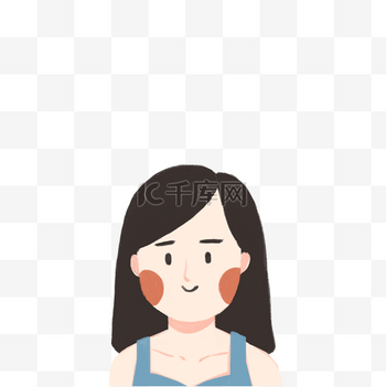 卡通青年女生头像免扣图