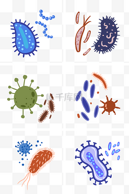 细菌乱跑图片_各种细胞细菌组图PNG免抠素材