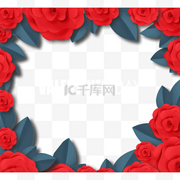 红玫瑰花朵情人节花卉边框