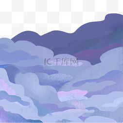 扁平插画紫色图片_手绘卡通唯美紫色云彩免扣元素
