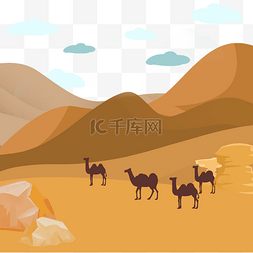 绿洲元素图片_沙漠骆驼