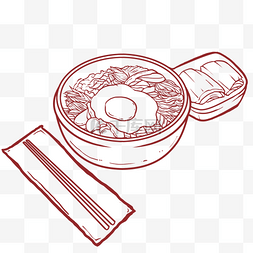 韩国美食石锅拌饭线描风